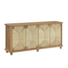Marola 71 Inch Oak Wood Seagrass Sideboard