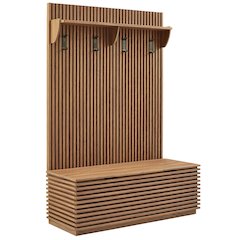 Render Fluted 3-in-1 Hall Tree With Storage Bench and Coat Rack