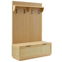 Soma Fluted 3-in-1 Hall Tree With Storage Bench and Coat Rack