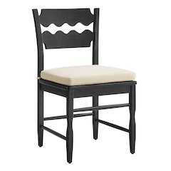 Jax Oak Wood Dining Chair With Wavy Razor Back and Cushion