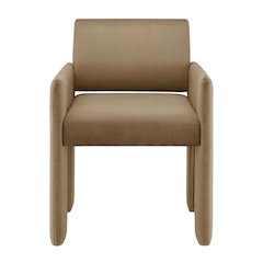 Performance Velvet Dining Armchair with Stain-Resistant Fabric, Taupe