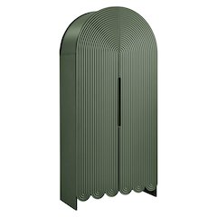Dahlia 78 Inch Fluted and Scalloped Arched Storage Cabinet