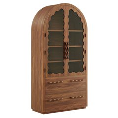 Rory 76 Inch Arched Kitchen Pantry Display Cabinet