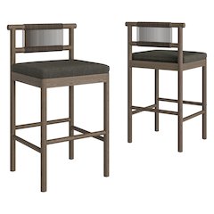 Eleni Outdoor Patio Teak Wood Bar Stools Set of 2
