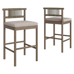Eleni Outdoor Patio Teak Wood Bar Stools Set of 2