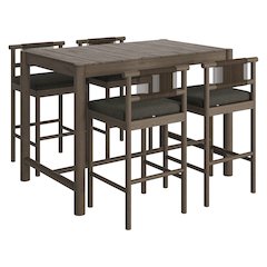Eleni 5-Piece Outdoor Patio Teak Wood Bar Set