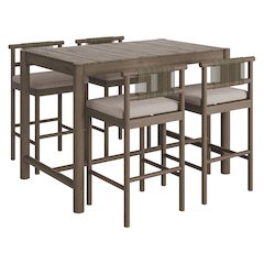 Eleni 5-Piece Outdoor Patio Teak Wood Bar Set