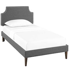Laura Fabric Twin Platform Bed with Squared Tapered Legs