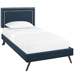 Jessamine Fabric Twin Platform Bed with Round Splayed Legs