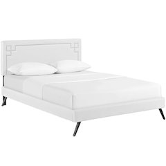 Josie Vinyl Queen Platform Bed with Round Splayed Legs