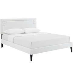 Josie Vinyl Queen Platform Bed with Squared Tapered Legs