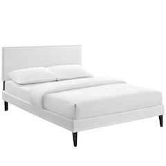 Phoebe Vinyl Full Platform Bed with Squared Tapered Legs