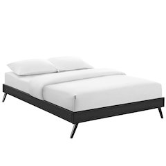 Loryn Vinyl Queen Bed Frame with Round Splayed Legs