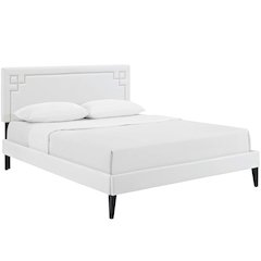 Ruthie Vinyl Queen Platform Bed with Squared Tapered Legs