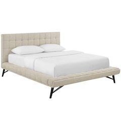 Julia Biscuit Tufted Upholstered Fabric Queen Platform Bed
