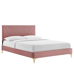 Yasmine Channel Tufted Performance Velvet King Platform Bed