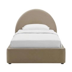 Performance Velvet Platform Bed with Arched Round Tall Headboard Frame, Taupe