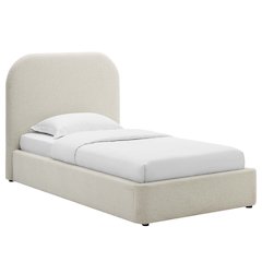 Keynote Upholstered Fabric Curved Twin Platform Bed