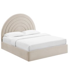 Solana Arched Performance Velvet Queen Platform Bed