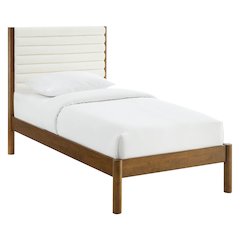 Olea Channel Tufted Boucle Solid Wood Twin Platform Bed