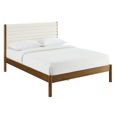 Olea Channel Tufted Boucle Solid Wood Queen Platform Bed
