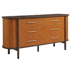 Coralie Curved 6-Drawer Vegan Leather Oval Dresser