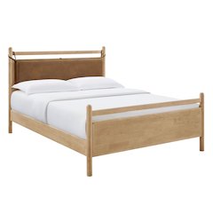 Leni Queen Size Vegan Leather and Wood Platform Bed Frame