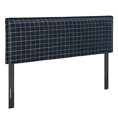 Camille Checkered Linen Blend King Size Headboard