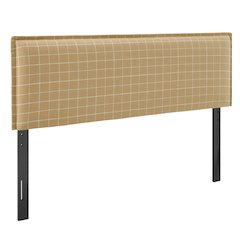 Camille Checkered Linen Blend King Size Headboard