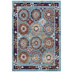 Entourage Odile Distressed Floral Moroccan Trellis 8x10 Area Rug