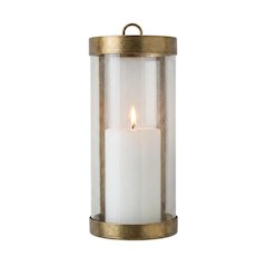 Glass & Brass Finish Wall Mounted Hurricane-Large