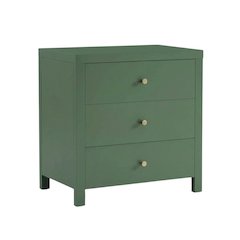 Vintage Green Nightstand with 3-Drawer Storage and Casual Design