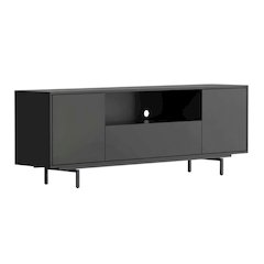 Black Laminate TV Console with 3 Doors and Modern Design