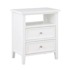 White Bedroom Nightstand with 2 Drawers and Modern Design