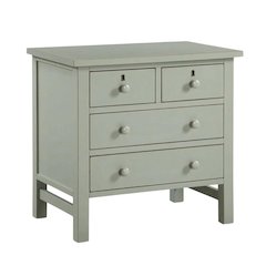 Antique Gray Nightstand with 4 Storage Drawers and Casual Style