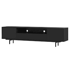 Black Laminate TV Console with 3 Doors and Modern Design