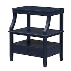 Midnight Blue Storage Nightstand, Spacious Shelf, Durable Poplar Construction