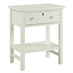 Antique White Nightstand with 1 Drawer and Casual Distressed Finish