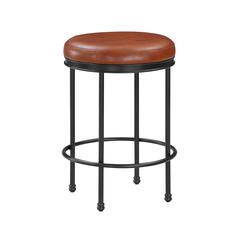 Montecarlo Caramel Faux Leather and Metal Backless Counter Height Stool