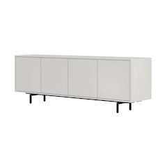 Modern White Laminate TV Console with 4 Doors in Engineered Wood