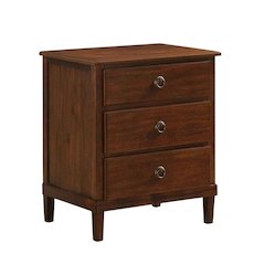 Brown Nightstand with 3 Drawers and Contemporary Design