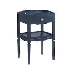 Midnight Blue Nightstand with Gold Hardware and Modern Style