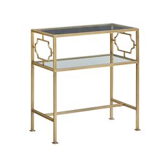 Gretna Rectangular Antique Gold Metal and Glass Accent Table