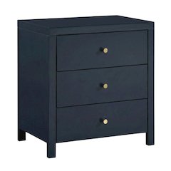 Midnight Blue Nightstand with Three Drawers and Casual Style