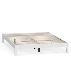 Serene Farmhouse Style Queen Wood Bed Frame - White