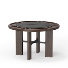 Georgio Dining and Game Table in Walnut Finish with Black Faux Leather Insert