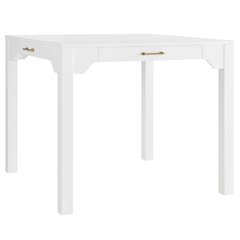 Annadale White Dining Table with Storage Drawer, Square Mahjong Game Table