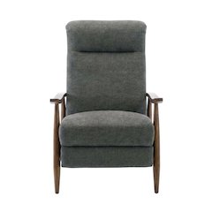 Wood Arm Push Back Recliner Chair with Polyester Upholstery for Living Room