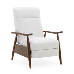 Solaris Wood Arm Push Back Recliner - Milky