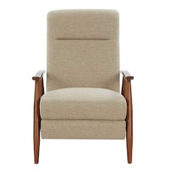 Terni Wood Arm Push Back Recliner in Performance Fabric - Rawhide